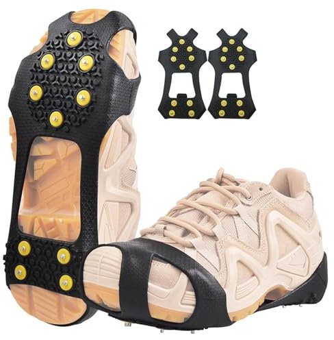 Spikes für Schuhe Winter, Anti Rutsch Schuhspikes, Spikes Schuhe Schuhkrallen mit 10 Zähne, Antirutsch Spikes Glatteis Spikes für Schuhe Wandern Spazieren Hiking Walking Winter