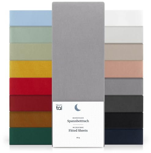 Blumtal® Mikrofaser Spannbettlaken 200x220 cm - Oekotex zertifiziertes Bettlaken 200x220 cm - Spannbetttuch 200x220 cm - Leintuch 200x220 cm - Bettlaken 200x220 cm - Bettbezüge - Bettlaken Grau