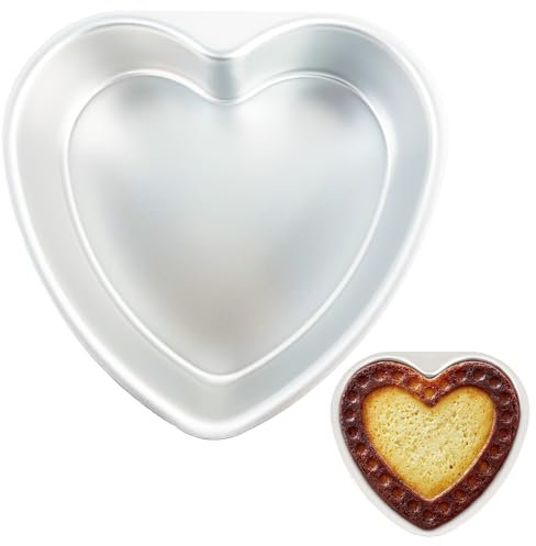Yumatouch Molde de aluminio con forma de corazón de 8 x 2.5 pulgadas para tartas, molde antiadherente con forma de corazón para tarta de queso, para el día de San Valentín, boda, aniversario, fiesta