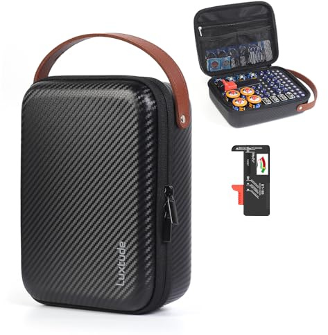 Luxtude Small Battery Organizer Storage Case with Tester
