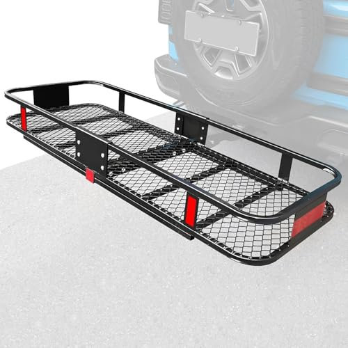 ERSINIAN Portaequipajes Plegable con Enganche para Carga, Capacidad de 507 Libras, Canasta de Equipaje Resistente para Carga, portaequipajes para Todo Tipo de Clima con Adaptador de 5 cm/2