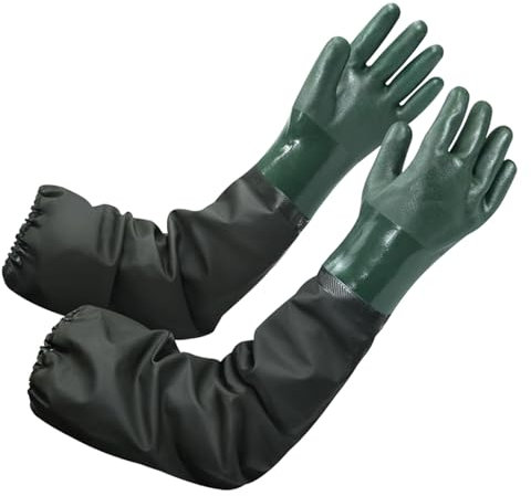 XcnPer Long Rubber Gloves, Pond Gloves, Long Arm Waterproof Gloves, Chemical Resistant, 70cm/27.5in, for Pond Cleaning, Fishing, and Aquaculture Maintenance