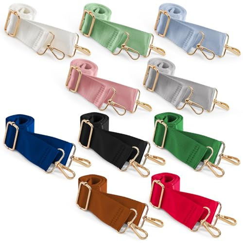 Pumtus 10 Packs Wide Purse Strap Replacement, Adjustable Shoulder Crossbody Straps, 1.5 Inches Handbags Shoulder Strap, Purse Extender Guitar Straps for Tote Canvas Laptop Bag (10 Colors)
