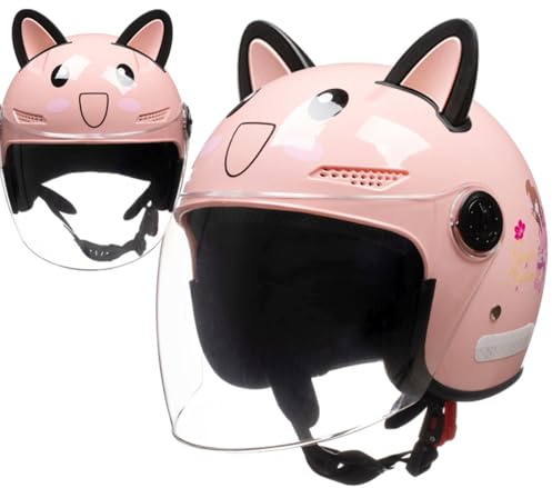 Casco Da Moto Per Bambini Con Orecchie Di Gatto, Casco Aperto Per Bici, Ciclomotore, Moto Da Cross, Scooter, Go-Kart, Bicicletta, ATV, Per Ragazzi E Ragazze Dai 3 Ai 14 Anni C,48-56cm