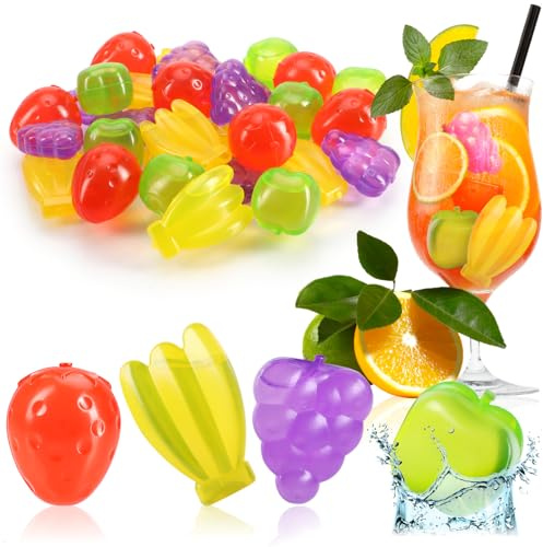 COM-FOUR® 30x glaçons réutilisables en forme de fruits des Caraïbes - glaçons de fête pour boissons rafraîchissants