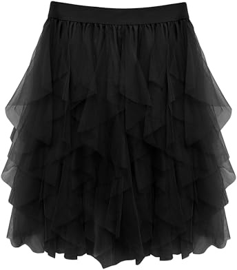Wikoan Falda para Mujer Falda Asimétrica de Tul Falda de Malla Princesa Mujer Informal de Moda Mujer Informal de Moda