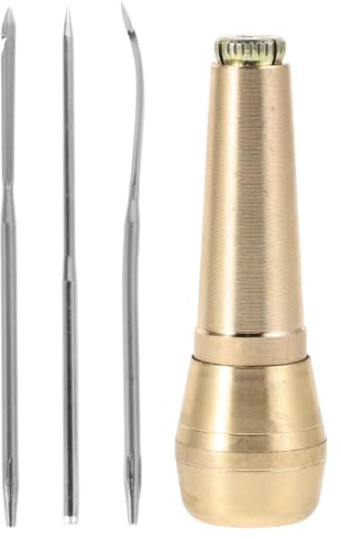 Parliky Punteruolo da Cucito in Rame per Pelle con Ago ad Uncino Strumento Manuale Multifunzione per Riparazione Scarpe e Artigianato in Cuoio Kit Professionale per Riparazioni Precise