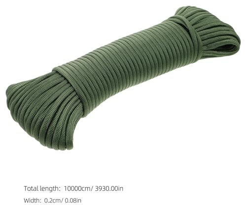 HOMSFOU Cuerda de Paracaídas Trenzada de Alta Resistencia 31 M Color Verde Militar para Camping Senderismo y Actividades al Aire Libre Cuerda Multiusos para Tienda de Campaña y