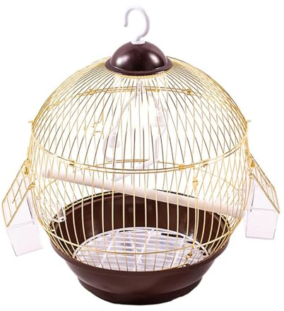 SZLIFE Cage sur Pied, Cage Suspendue, Cage pour Perroquets, Pinsons et Petits Oiseaux, Or