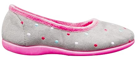 Sleepers - Isla - Pantofole a Pois Tipo Ballerina - Donna (38) (Grigio/Fucsia)