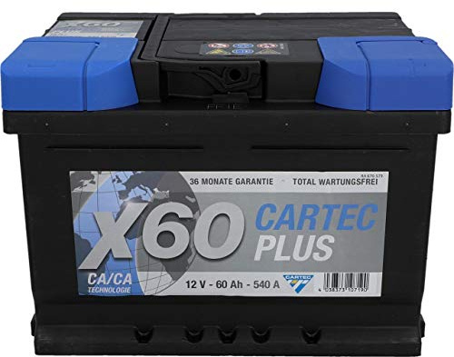 Cartec Plus Auto-Batterie, 60 Ah / 540 A, wartungsfreie Starter-Batterie, mit Calzium Technologie