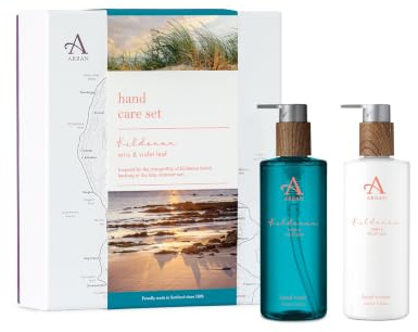 Arran Sense of Scotland Kildonan Hand Cream Gift Set for Women, Violet | Two 300ml Pump Bottles, Sweet Orris and Floral Notes, Fresh Delicate Fragrance, Recyclable Presentation Box