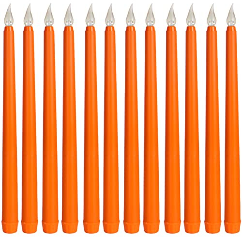 12 Pièces Bougies Effleurant Bougies Actionnées Lumières De Batterie De Noël Led Fête Sans Cône D'Église Pour Décor Bougie Anniversaire Sans Flamme Mariage Électrique Orange