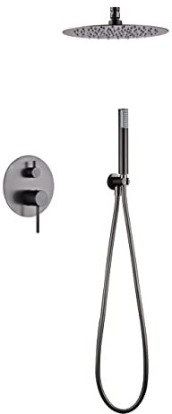 MICE - Set doccia da incasso a soffitto - kit monocomando doccia per bagno a 2 vie - rubinetteria bagno colore Black Gun Metal - doccia incasso soffitto monocomando grigio scuro satinato