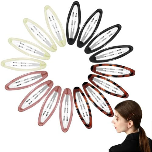 EKSMA Lot de 16 pinces à cheveux pour filles, adolescentes, femmes, style et soutien, cheveux longs et courts, (blanc sale, marron, tortue, noir)