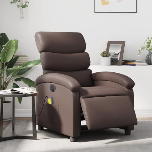 Gecheer Massagesessel Elektrisch, Verstellbar Fernsehsessel Relaxsessel Ruhesessel Liegesessel TV Sessel Massagefunktion Polstersessel Relaxliege Wohnzimmersessel Relaxsofa Braun Kunstleder