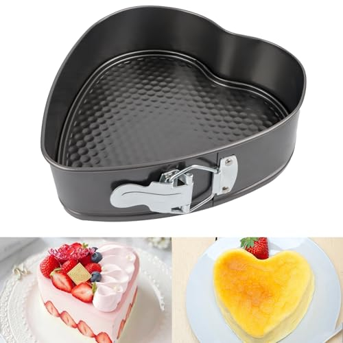 Teglia a forma di cuore, Ø 22 cm, a forma di cuore e a prova di perdite, in acciaio con rivestimento antiaderente, per cuocere con amore