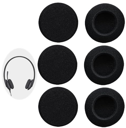 Pack de 6 Coussinets de Rechange Ronds en Mousse de 55mm, Coussinets d’Oreille pour Casques Audio, Embouts d’Écouteurs Éponge Confortables, Accessoires de Réparation Universels - Noir