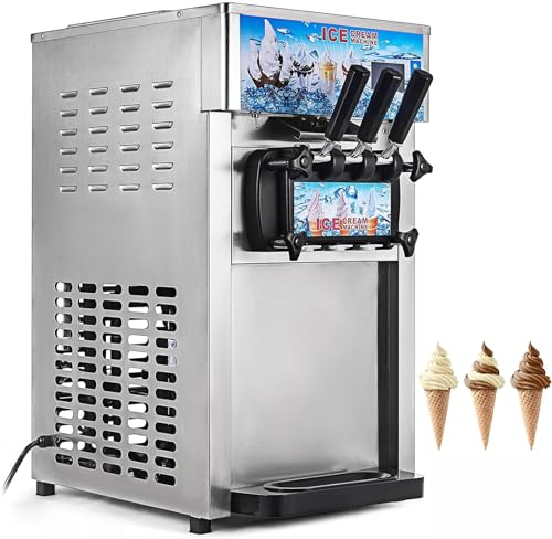 Macchina per Gelato Commerciale, Gelatiera Soft da Banco, Yogurtiera A 3 Gusti, Pulizia Automatica, per Snack Bar Caffetteria,003