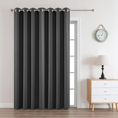 Joydeco Custom Size Dark Grey Blackout Curtain Bedroom 1 Panel, 85% Light Blocking Eyelt Thermal Insulated Window Curtain Drape for Indoor Decoration Room Darkening Privacy Protection