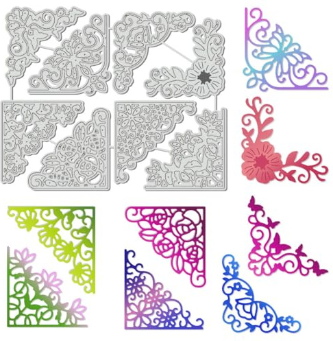 UNICRAFTALE Om fjärilshörn dekoration ram skärning matriser för korttillverkning av metall för scrapbooking fotoram album gör-det-själv papper prägling schabloner för gratulationskort tillverkning