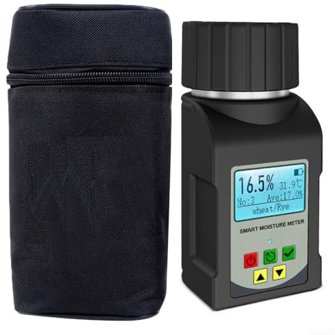 ComfyHarbor Medidor de humedad de grano portátil para café, cacao y otros 25 tipos de grano, cuerpo ABS, lectura LCD, precisión del 0,1%, registro de datos