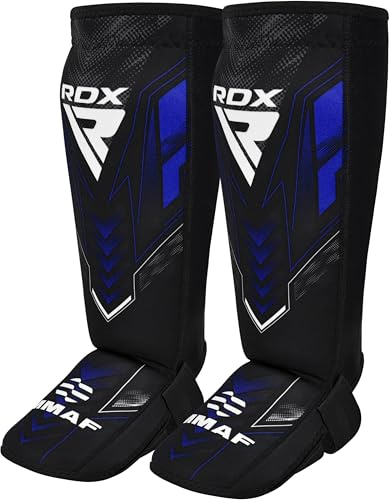 RDX IMMAF Protège-tibias pour Kickboxing, Boxe, Sports de Combat MMA, Protège-shin, Protection pour les Jambes, Shin Guard pour l'Entraînement, Protection pour Hommes et Femmes, Kick Boxing Équipement
