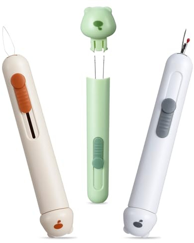 3 Stück 3-in-1Nahttrennen mit Nadelaufbewahrung Nadeleinfädler,Shimmeroo Multifunktionales Einfädelhilfe Nadel für DIY-Nähprojekte