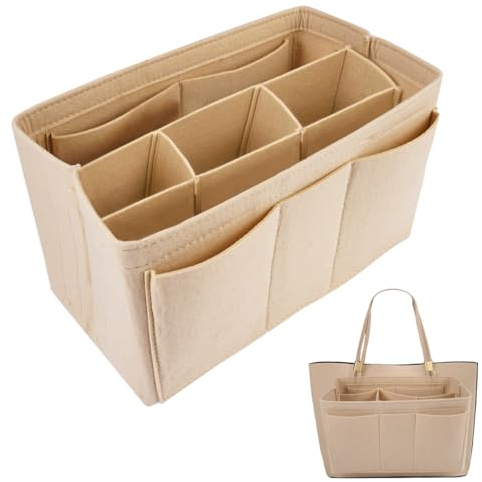 Organizador de Bolso de Fieltro,25×15×14 cm Organizador Bolsos,Material de Fieltro,Bolsa de Almacenamiento con Compartimento Interior, Inserciones de Bolsos para Teléfono Móvil,Cosméticos,Paraguas