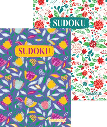 Squiggle Lot de 2 livres de puzzle A5 Motif floral Sudoku Format voyage 128 pages