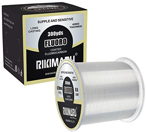 RIKIMARU Fluoro Fishing Line, 100% Fluorocarbon Coated Fishing Line (Clear, 10LB/0.28mm/300Yds)