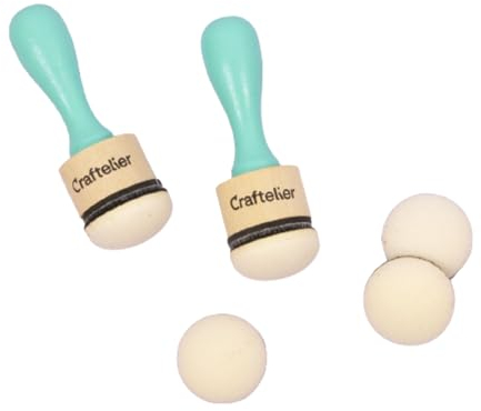 Craftelier - Tintenapplikator Set für Scrapbooking und andere Bastelarbeiten | Enthält 2 Applikatoren mit Klettverschluss + 5 austauschbare runde Pads mit 30 mm Durchmesser | Farbe Türkis