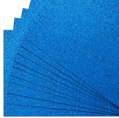 Springboard A4 Blue Glitter Card Sheets - 10-Pack 290gsm Non Shed Glitter Cardstock for Card Making - Compatible w/Die-Cutting Machines - Sparkly Craft Supplies
