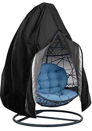 xocome Copri Sedia da Giardino Pensile per Uova in Rattan per Esterni Sedia da Altalena in Vimini Impermeabile Antipolvere per Mobili da Giardino con Cerniera, 190x115 cm (Nero)