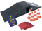BEST SPORTING Rampen-Set für Skateboard/BMX-Rad/Skater & RC Cars I 3-teilige Skater Rampe inkl. rundem Mittelstück in rot & 4 Pylonen I stabile Skateboard Rampe I Scooter Rampe