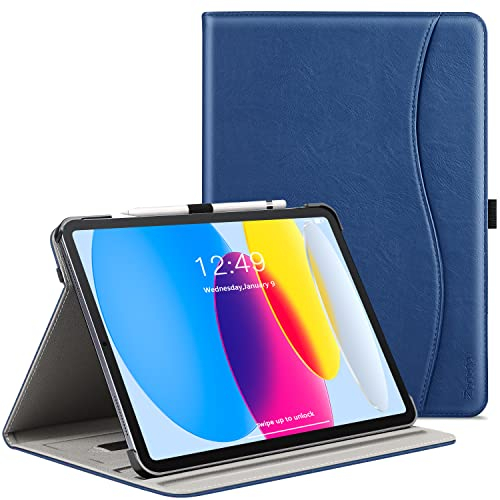 ZtotopCases Case for iPad 11th Generation 11 Inch 2025(A16)/iPad 10th Generation 10.9 Inch 2022, Premium Leather Business Cover with Auto Wake/Sleep, Multi-Angle Stand & Pencil Holder, Dark Blue