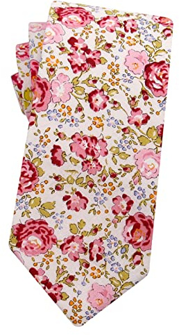 Mantieqingway Men's Cotton Floral Neck Tie 2.56'' Printed Skinny Tie