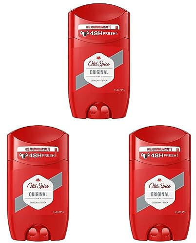 Old Spice Original Deostift für Herren 50 ml, 48 h Frische, 0% Aluminiumsalze, keine weißen Rückstände und gelben Flecken (Packung mit 3)
