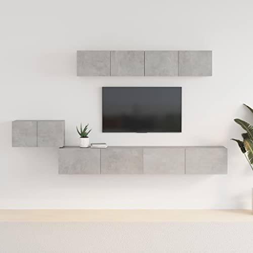 Ensemble de 5 meubles de rangement modernes pour le salon, la chambre à coucher, etc - Gris béton