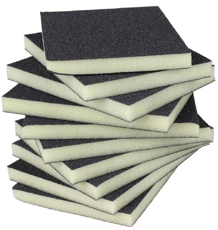 ProDec 10 pk Fine Grit Flexible Foam Filled Sanding Pad for Flat & Curved Wood & Metal Surfaces Including Window Sills, Architraves, Skirting Board, Pipes, Railings, Furniture, Balustrades, Spindles