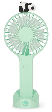 Legami - Mini Ventilateur Portable Rechargeable, Mini Fan, Ventilateur Panda Petit Poche à 3 Vitesses USB Rechargeable, 6 x 21,5 x 6,6 cm, Panda