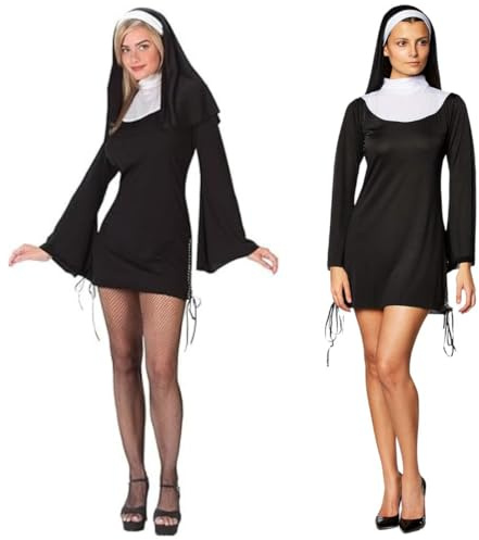 Fartoni Nunna kostym flicka eller kvinna halloween nunna slöja och tillbehör kostym nunna karneval. Skräck eller skräck nunna minikjol klänning för nunna manlig kostym.
