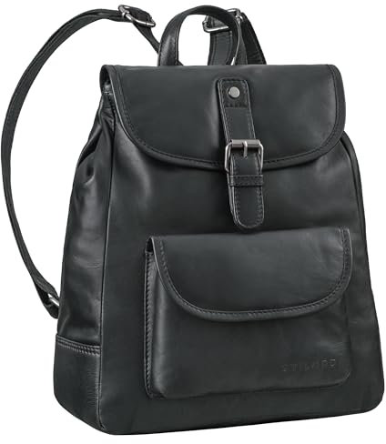 STILORD 'Adele' Kleiner Rucksack Damen Leder Tagesrucksäcke für Frauen kleiner Lederrucksack weich Handtasche Damen Rucksack Vintage Damenrucksack klein Daypack Echtleder, Farbe:schwarz