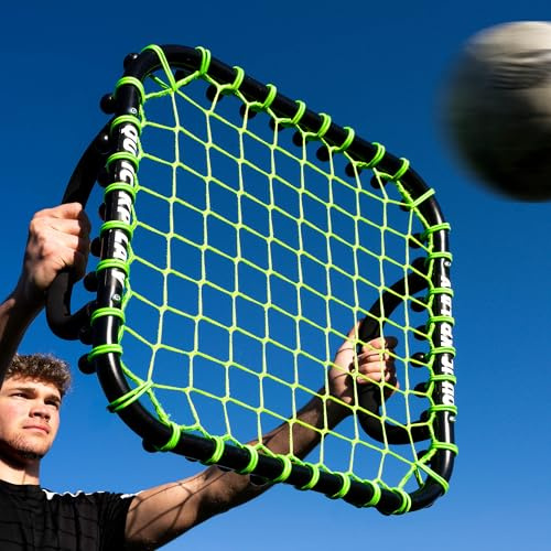 QUICKPLAY Rebote de fútbol de mano | Red elástica conectada para rebotes rápidos e impredecibles | Ideal para portero, voleibol y pases y práctica de cabecera