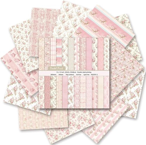 24 Sheets Boho Pattern Paper Set, 12x12 Inch Scrapbook Paper Double-Sided Decorative Craft Papers for DIY Art Card Making Scrapbook Photo Frame Decor Gift Decoration, 24 Designs (D)