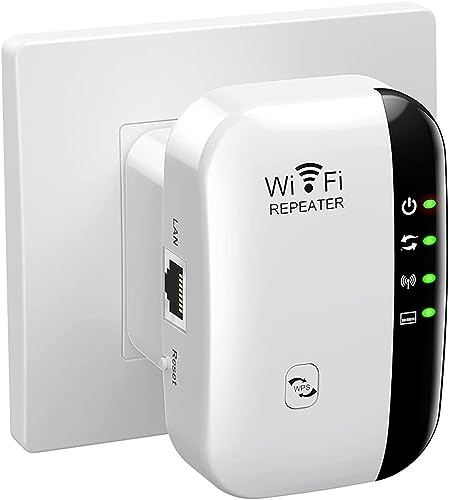WiFi Répéteur WiFi Booster 300Mbps 2,4 GHz Extenseur sans Fil Amplificateur de Signal du Réseau Avoir AP/RP et WPS Fonction, Compatible avec Toutes Les Box Internet