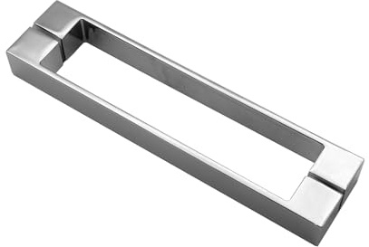 KEABATH 1 pezzo Maniglia per porta doccia in vetro quadrato cromata, distanza tra i fori di 190 mm, maniglia per porta doccia resistente da 225 mm di lunghezza per box doccia, stanza doccia, cabina
