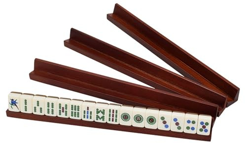 lmoikesz Natural Wood Mahjong Racks Set of 4 Essential for Mahjong Game with 4 Mahjong Stands
