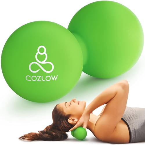 Pelota de masaje doble tipo lacrosse de silicona - Jade Green - Rodillo de punto gatillo tipo peanut para movilidad, terapia de tejido profundo y liberación miofascial - de Cozlow