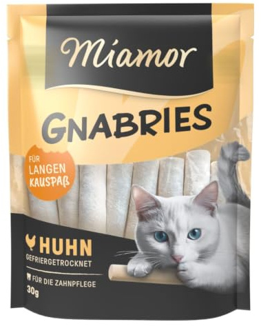Miamor - Gnabries | Palitos para mordisquear con 91% de Carne de Pollo para Masticar Durante Mucho Tiempo y para apoyar el Cuidado Dental. Snack complementario para Gatos Adultos y sensibles a la